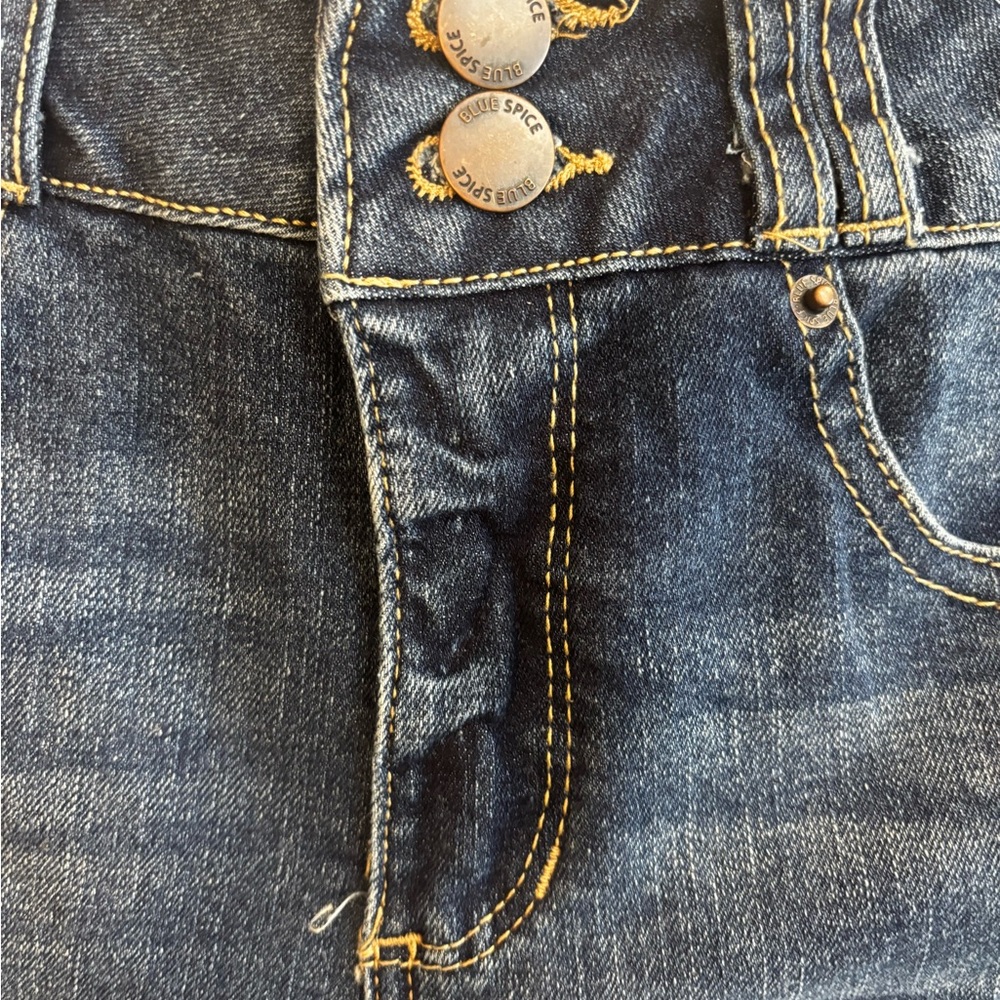 Blue Spice Denim Shorts Women's Size 3 Dark Wash Mid Rise Cuffed Stretch - Picture 6 of 8